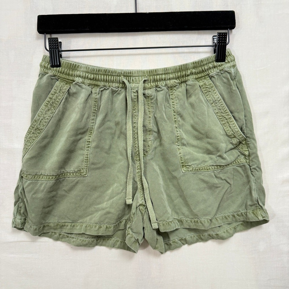 O'Neill Shorts Womens XS Green Solid Viscose Drawstring Elastic Waist Beach Boho